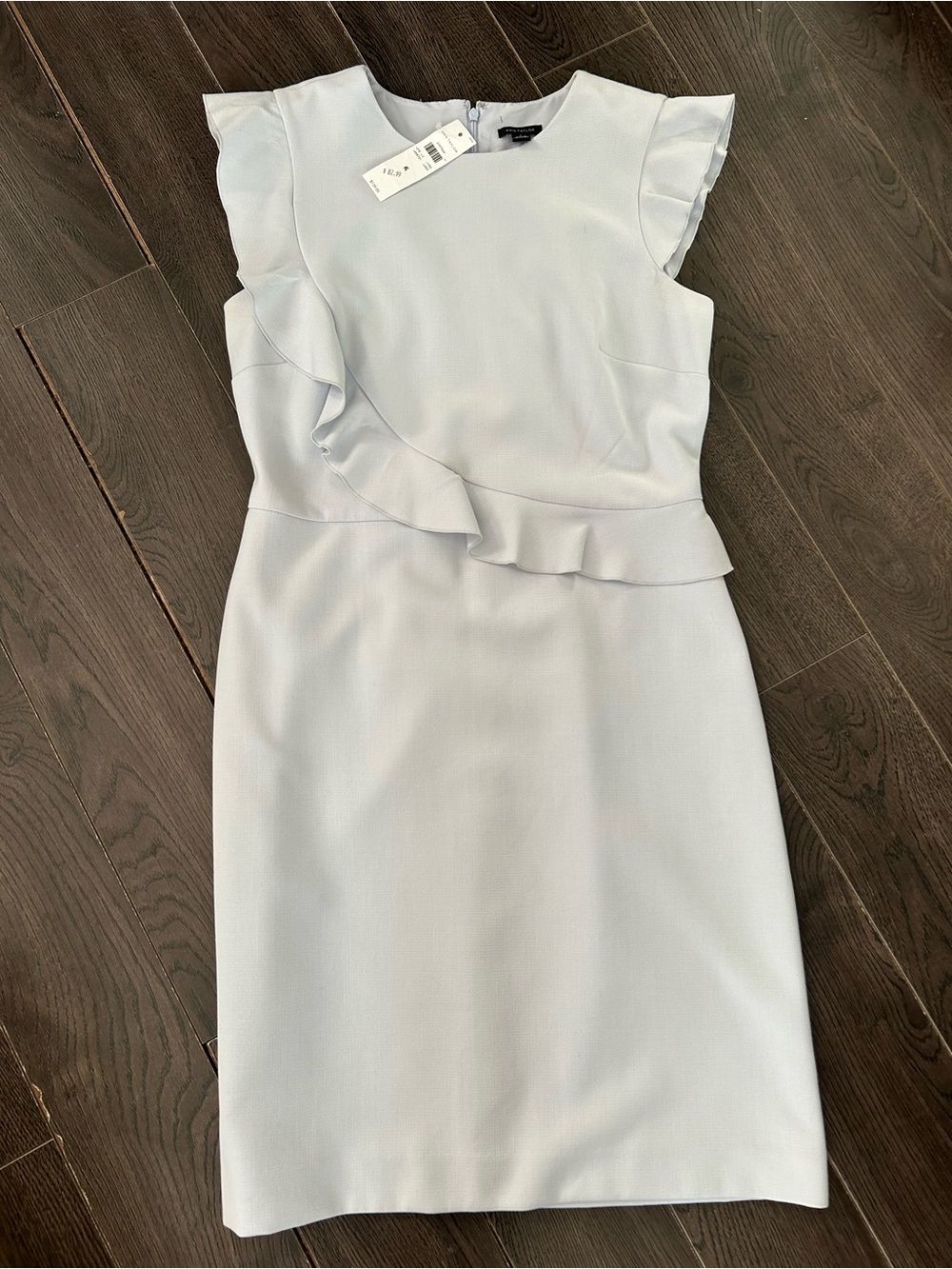Ann Taylor Light Blue Ruffle Sheath Dress 6